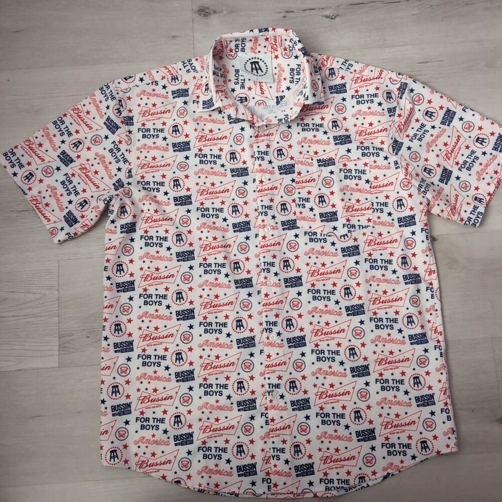 Barstool Sports Shirt Men L Shirt AOP Button Up Bar Shirt Large Barstool